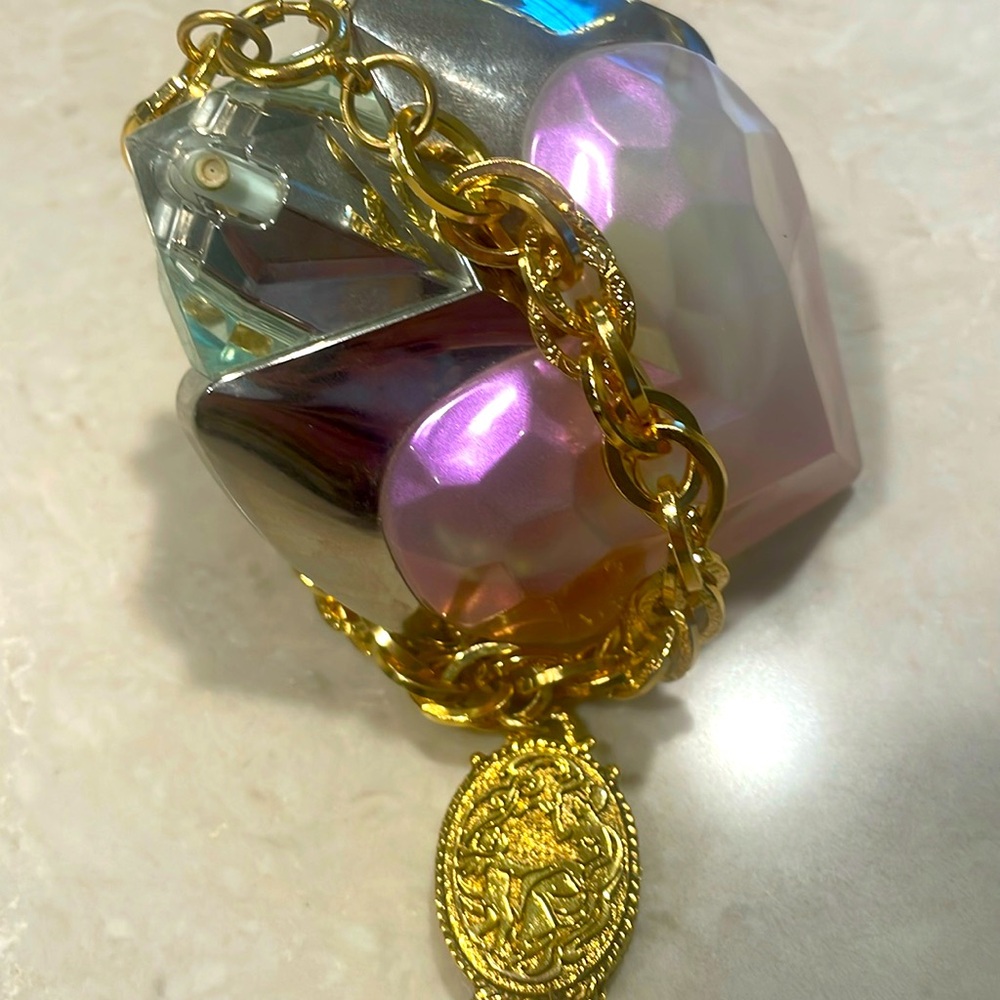 1960's Mid Century Sachet Locket Bracelet 14K Gold Plated, 8 inches.